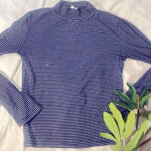 Sky and Sparrow, striped ribbed navy and white turtleneck